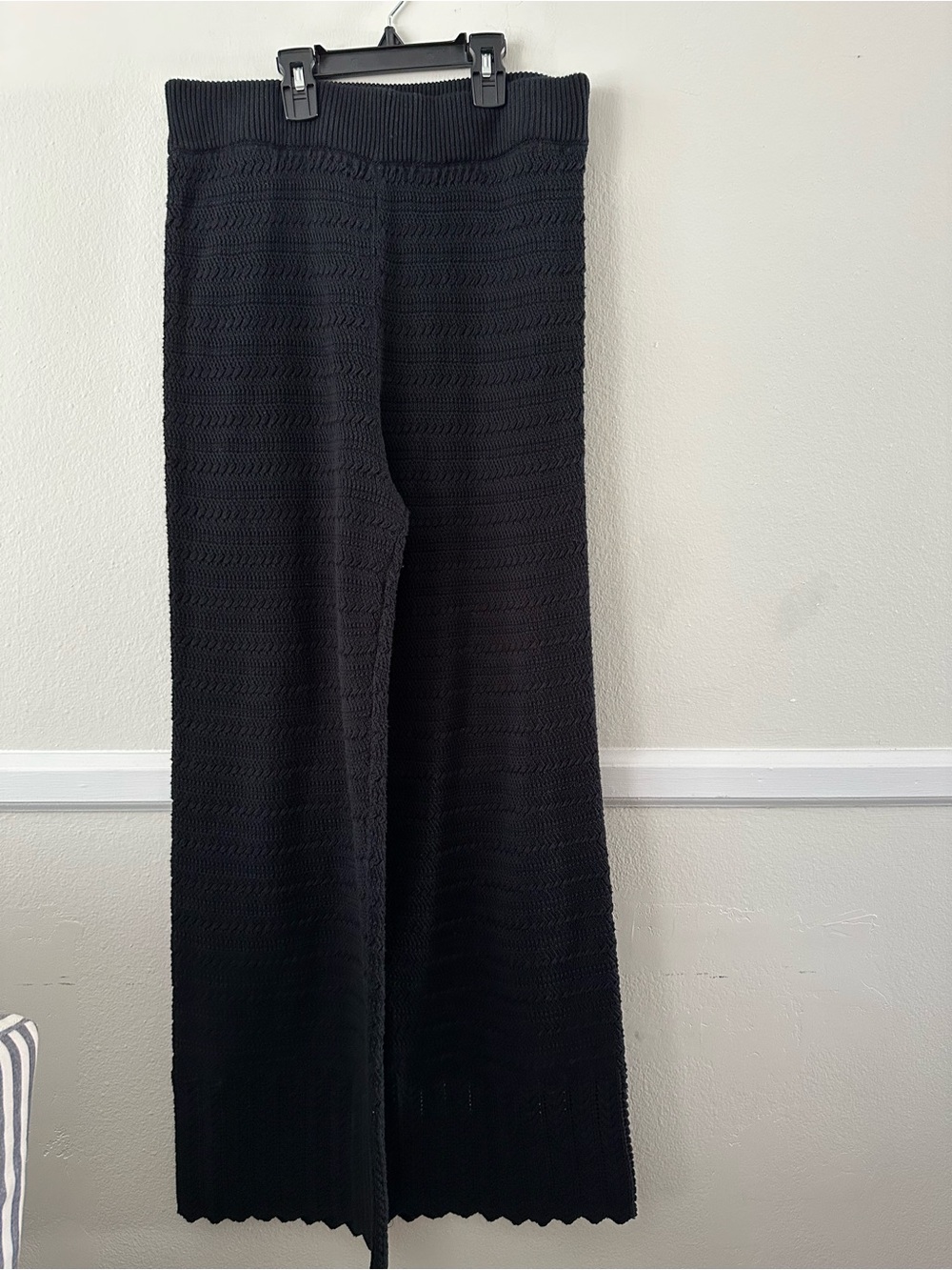 A&F Black Crochet Wide Leg Pants